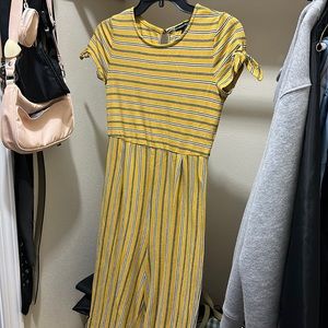 mustard yellow stripped jumpsuit